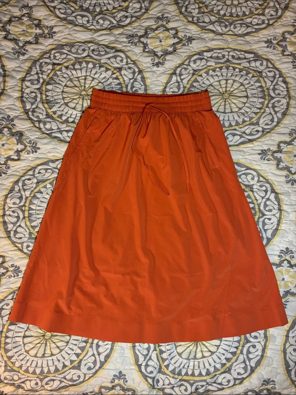 Athleta Arrival Midi Skirt Size 10 Orange Elastic Waistband - Picture 1 of 10